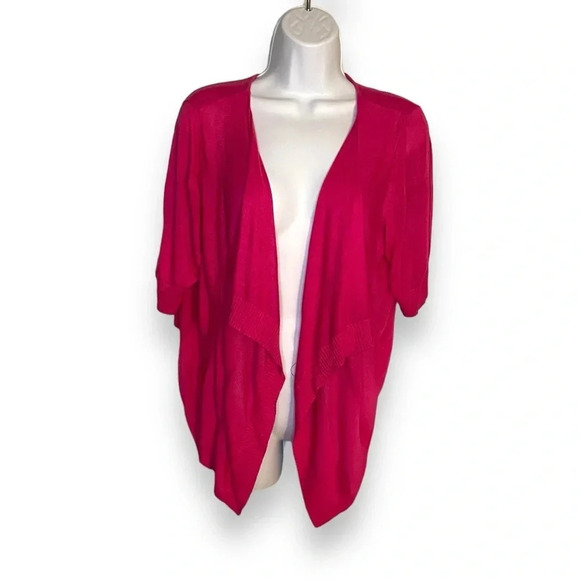 Lane Bryant Vibrant Pink Open-Front Cardigan, Plus Size 18/20 - Picture 2 of 8
